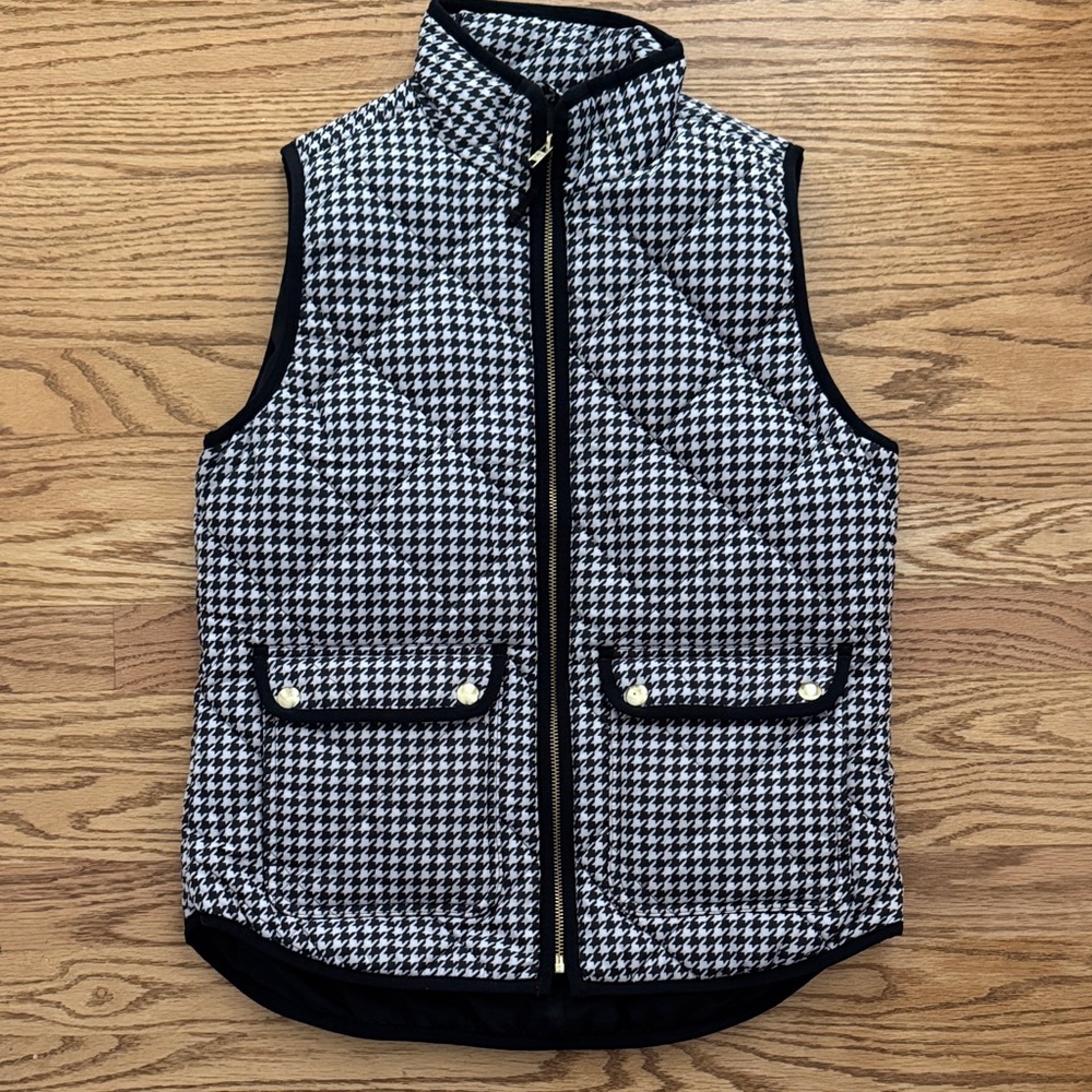J. Crew Houndstooth Quilted Puffer Vest